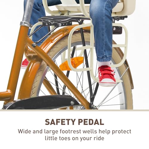 Rear Child Bike Seat - Off White Ring-Back Design for Kids 2-4 Years