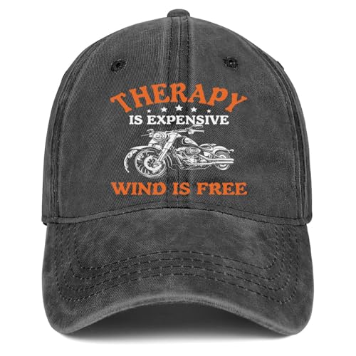 TweHchsp Motorcycle Gifts Denim Black - Therapy is Expensive Wind is Free Baseball Cap