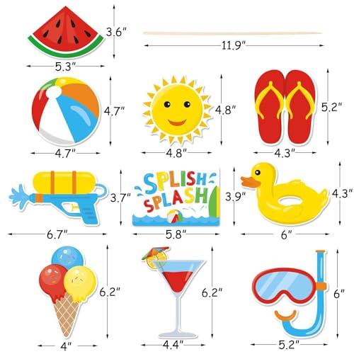 Bessmoso Multicolor Beach Party Centerpiece Table Toppers - 24pcs Fun Summer Decor