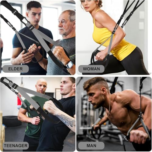 PEMEME Home Resistance Training Kit with Adjustable Suspension Straps (Grey) - Full-Body Bodyweight Training