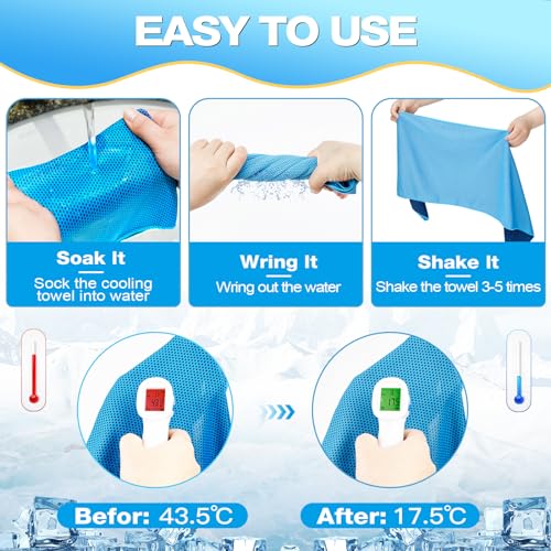Cooling Towels for Neck & Face - 10 Pack Multicolor Microfiber