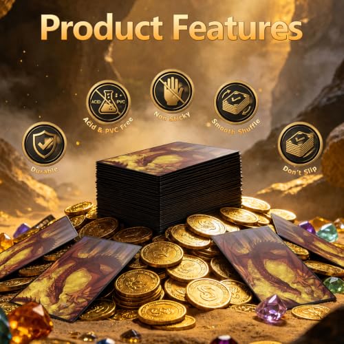 FUNinEDH Dragon the Golden MTG Card Sleeves 100 Count EDH Commander Protective Deck Sleeves