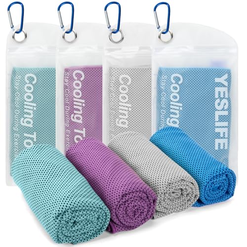 YESLIFE 4-Pack Cooling Towels (40"x 12"), Neck Wraps, Ice Towel