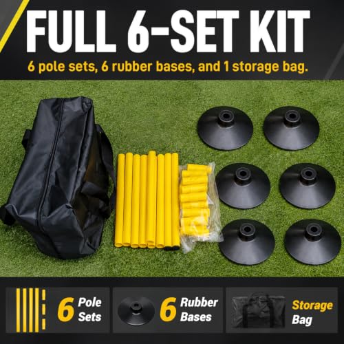 Adjustable Agility Training Poles - 6 Pack for Sports & Pets