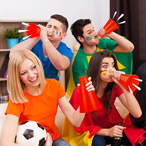 12 Pcs Mini Cheer Megaphone Set - Red Plastic Noisemakers