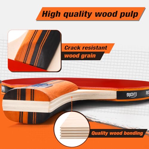 Ping Pong Paddles Set of 4 with Balls & Portable Case