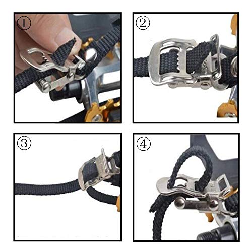 4 Pcs Universal Bike Pedal Toe Straps with Clamp Lock - 50cm