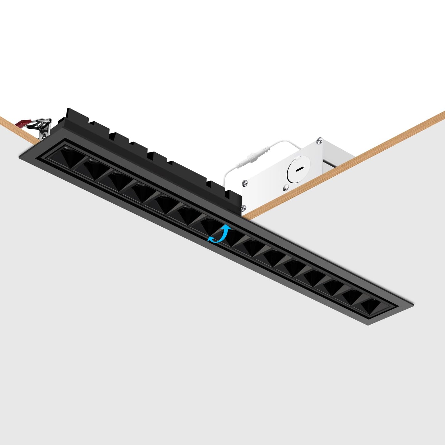 HKKQ 20W Recessed Linear LED Lighting, 3000K 1200LM Spotlightwith Beam Angle Adjustable, Downlight Indoor with TRIAC/ELV/0-10V Dimable ETL Driver in Junction Box (Ra95/36°/Black with Trim)