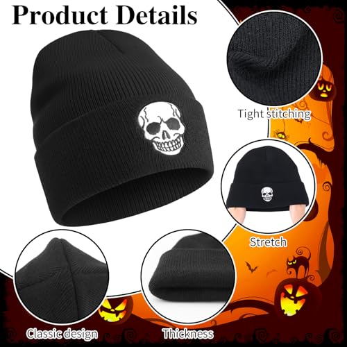 2 Pack Winter Beanies - Skull & Finger Bone Hats - Black