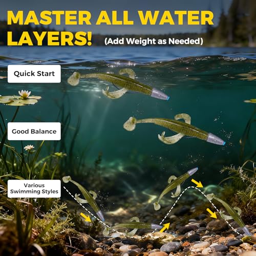 Paddle Tail Swim Baits - 30Pcs Soft TPE Fishing Lures - Green Shad