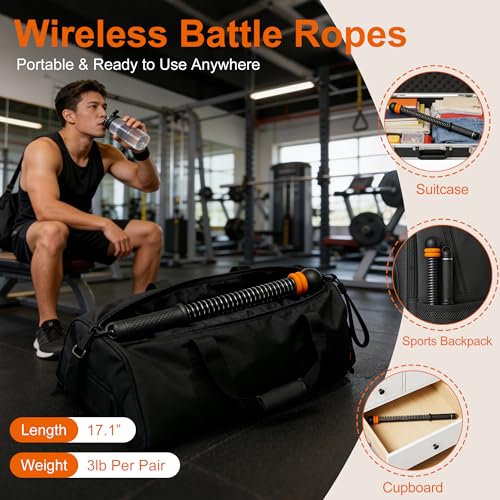 Adjustable Ropeless Battle Ropes - Portable Workout Equipment, Black | Customizable Weights