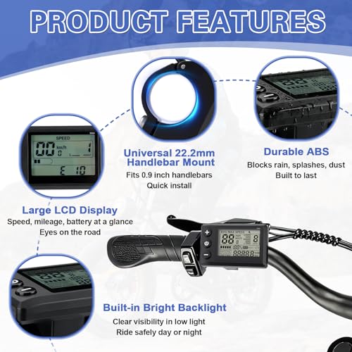 S866 LCD Display for Ridstar Q20 H20 H26 Pro E-Bike - Waterproof