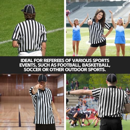 Referee Shirt Set for Men & Women - Large, 4-Piece Uniform with Whistle, Cap & Penalty Flag