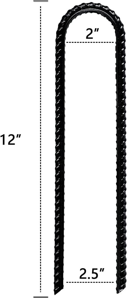 Gtongoko Heavy-Duty Rebar Stakes - U Hook Ground Anchors for Camping Tents | 12-Inch Curved Steel Garden Support (8 Pack)