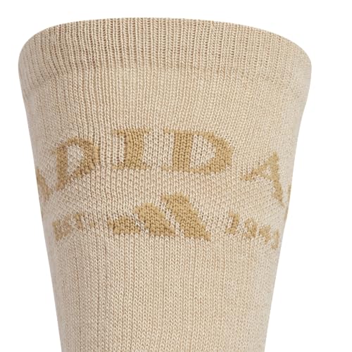 Men's Cushioned Crew Socks - 3 Pairs, Large Warm Sandstone Beige/White/Black