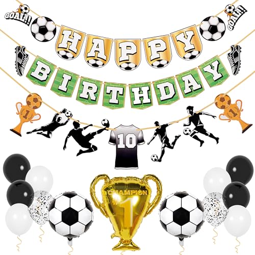 Soccer Birthday Party Decorations Kit - Happy Birthday Banner & Balloons