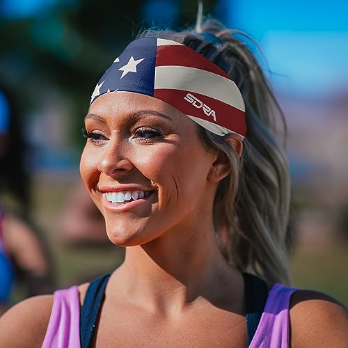 USA Tapered Flag Headband - Non-Slip Sweatband for Sports