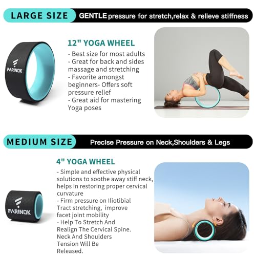 Farinok Green Yoga Wheel Set of 2 – 13" & 4" Thick Extra Cushioned Back Massage