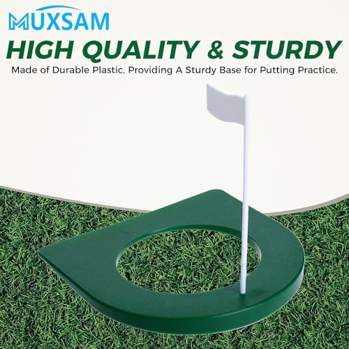 Golf Putting Cup with Flag - Indoor Practice Green - 1Pc Green Cup White Flag