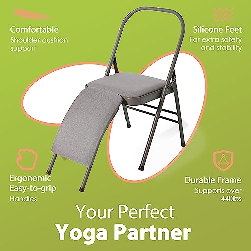 Yoga Auxiliary Chair with Lumbar Support - Grey