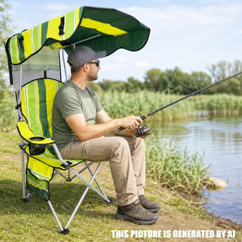 Camping Chair with Canopy Shade - Portable Folding Outdoor Seat