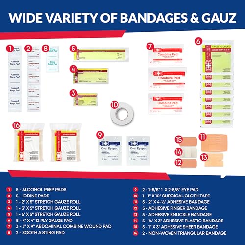 Dixie EMS Fully Stocked Trauma First Aid Kit - First Responder II Orange Bag with Tools & Gauze