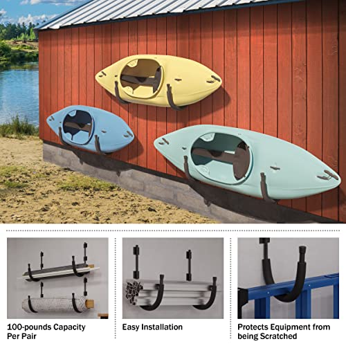RAD Sportz 1-Pack Kayak Wall Mount Hanger Set - 100lb Capacity Garage Storage