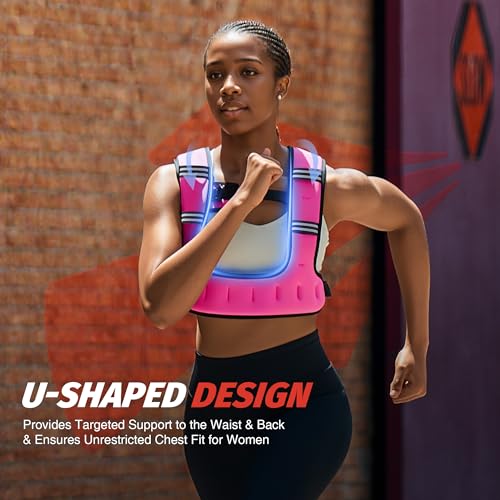 ZELUS Pink Weighted Vest for Women & Men, 8LB U-Shaped Fitness Vest