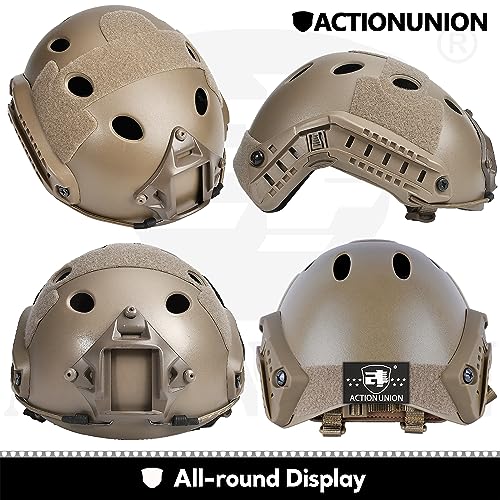 Tactical Airsoft Helmet - PJ Type, Lightweight ABS, Tan, Medium
