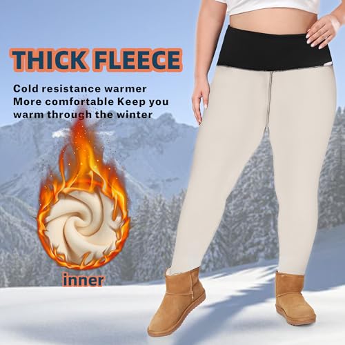 Thermal Fleece Lined Leggings for Women - Tummy Control, C-Navy 4X-Large