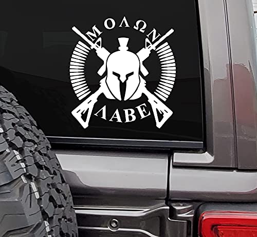 Molon Labe Vinyl Decal - Waterproof Spartan Warrior Sticker for Car or Laptop