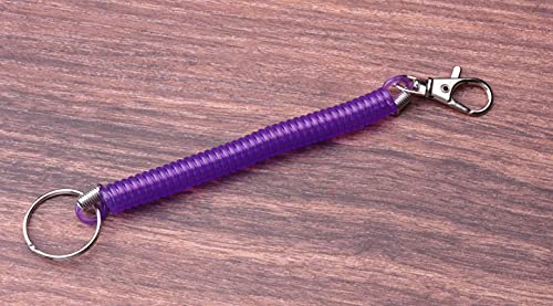 Spiral Retractable Keychain - 3 Pcs Green Spring Coil with Ring