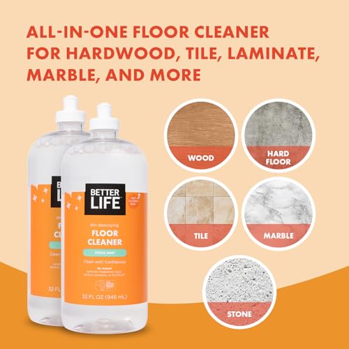 Better Life Citrus Mint Floor Cleaner - Liquid Multipurpose Floor Cleaner, Pack of 2, 32 Fl Oz Each