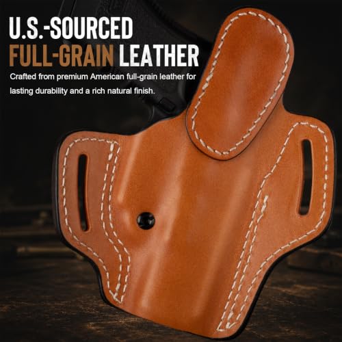 KAYCQYIN Leather OWB Pancake Holster for G19/G17 Gen 3-6, Optic Ready, Right Hand, Brown