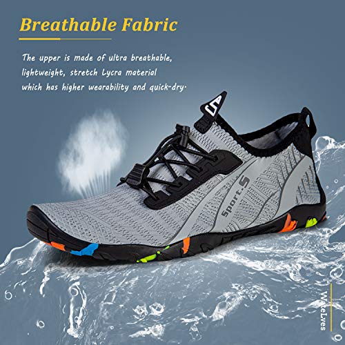 Quick-Dry Water Shoes for Men & Women - Light Gray, Size 12 Women/10.5 Men