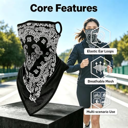 Balaclava Ski Mask - Quick-Dry Neck Gaiter, Large Paisley-Black