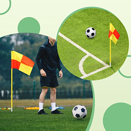 4 Pcs Soccer Corner Flags Set - Red & Yellow Referee Flags