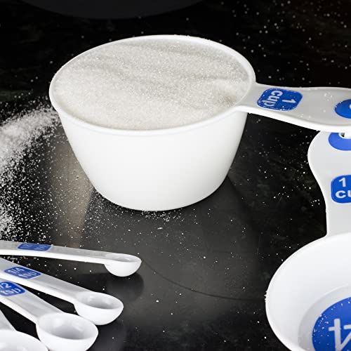 Plastic Measuring Cup Set - 1/4, 1/3, 1/2, and 1 Cup - White & Blue
