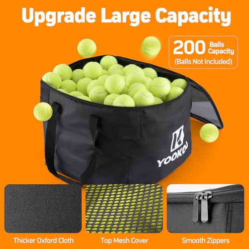 Tennis Ball Hopper for 200 Balls - Adjustable 33-47" Height