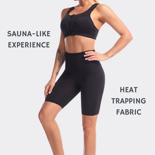 Nano Hertz Sauna Sweat Shapewear High Waisted Shorts Thigh Workout Suit Waist Trainer Weight Loss Lower Body Shaper Sweatsuit Exercise Fitness Gym Women