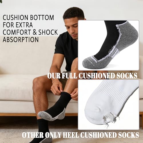 Ankle Compression Socks for Men - White Athletic, 3 Pairs (10-13)