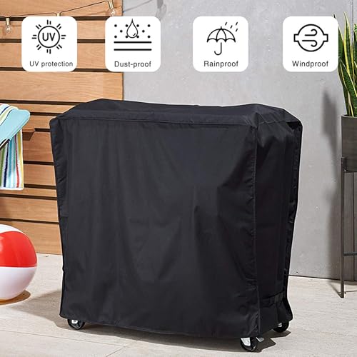 Black Cooler Cart Cover for 80-100 Qt Rolling Ice Chest - 36"L x 19.5"W x 31.5"H, Weatherproof & Waterproof