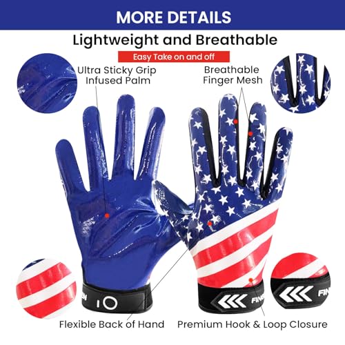 Youth USA Flag Football Receiver Gloves - Pro 3.0 - X-Large
