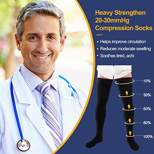 4X-Large Thigh High Men's Compression Socks 20-30mmHg Stockings with Silicone Grip