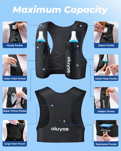 Adjustable Hydration Vest for Running - Black / Medium-Large
