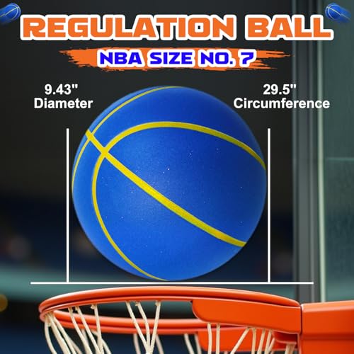 Blue Silent Size 7 Indoor Basketball - Noiseless Foam Practice Ball