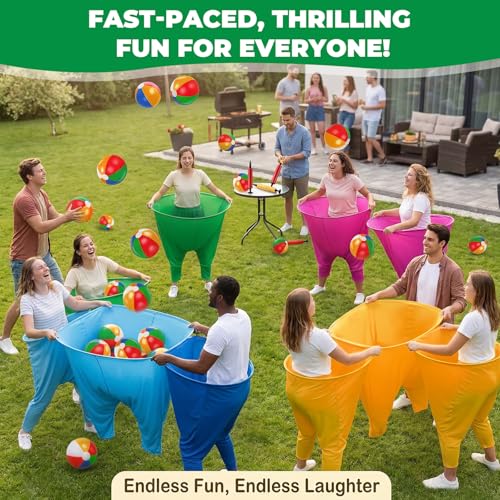 PICKLETECH MultiColor Granny Pants Yard Game Set with Bouncy Balls & Pump - 4 Pack for Kids & Adults, Outdoor Family Reunion & Party Game