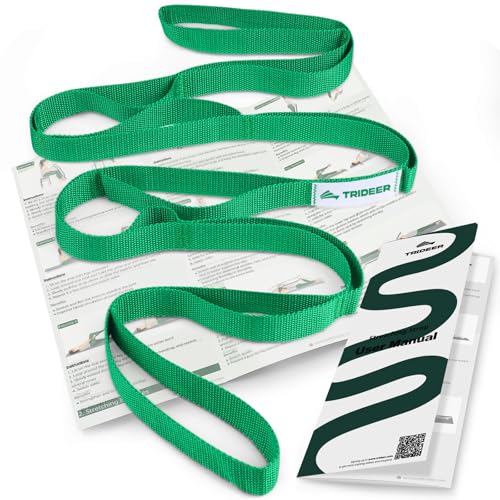 Stretching Strap with Loops & Leg Lifter - Green | Non-Elastic Mobility Aid