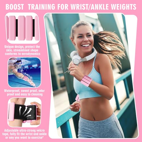 Pink Adjustable Wrist Weights Set 2lb for Women & Men - GALLIA