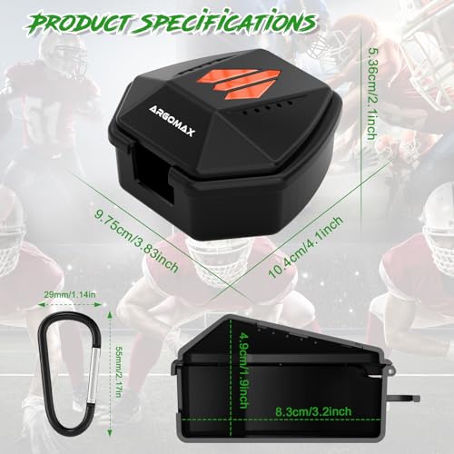 Football Lip Guard Case - Vented Mouthguard Holder - Black+Orange